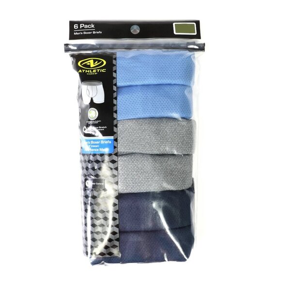NWT Athletic Works SZ M(32-34) Mens Breathable Mesh Perform Boxer Briefs 6 Pk - Picture 1 of 4